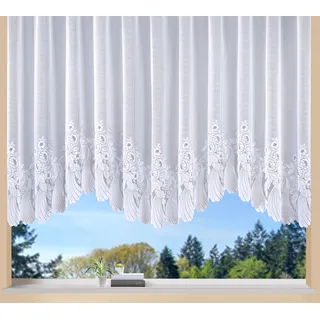 Bogenstore WECKBRODT "Savannah" Gr. 1, weiß, B:300cm H:145cm, Jacquard, Polyester, Gardinen, Bogenstore, Jacquard, Bogenstore, halbtransparent, Bordüre, Kante, floral, Store