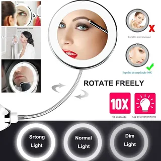 10-fach vergrößernder LED-Lichtspiegel für Badezimmer-Make-up,