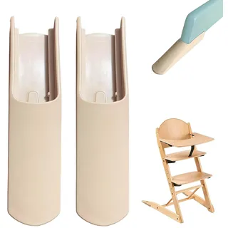 KLINNA 2 Stück Kippschutz für Stokke Tripp Trapp Hochstuhl, Erweitertes Gleiterset als Zubehör, Sicherheit Fußabdeckung und Verlängerung Beinpolster, Stuhlbein Abdeckung für Babystuhl (Holzfarbe)