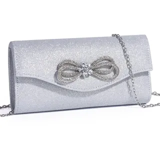 detara Evening Handbag Clutch Shiny Silver