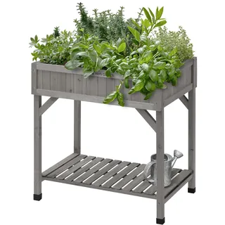 VegTrug Kräutergarten, Grey Wash, 8 getrennte Fächer, Kräuter Sortiert anpflanzen, 100% FSC zertifiziertes Holz, 78 x 58 x 80 cm