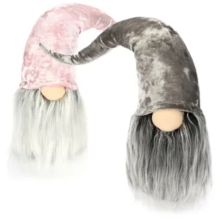 COM-FOUR com-four® 2X Premium Weihnachts-Wichtel für die Weihnachtsdeko, winterliche Zwergen-Figur - Zipfelmütze - skandinavische Deko-Trolle - schwedischer Gnom mit Bart und Langer Wintermütze