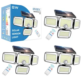 HYBEC- Solar Lampe Mit Bewegungsmelder, LED Strahler für Außen Garten, Solarlampe Mit Licht (3er Pack)