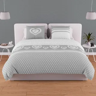 Soleil d'Ocre Satz Abdeckung von Tröster Baumwolle Grau 240 x 220 cm