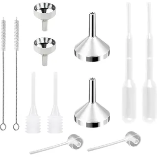 BOPRKTM 10 Stück Aluminium Mini-Trichter aus Metall Trichter-Set, Kunststoff Tropfflasche zur Aufbewahrung von ätherischen Ölen, kleine Flasche, Kosmetik, Sand