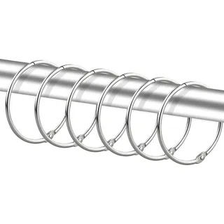 24 Stück Duschvorhangringe, rostfreie dekorative Duschvorhanghaken Metall runde Duschringhaken für Badezimmer Duschstange (Nickel)