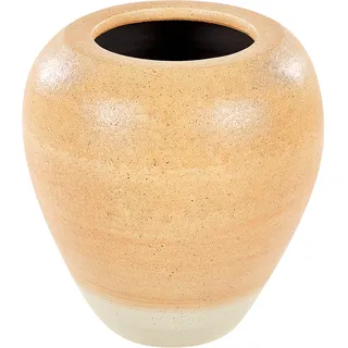 Beliani Dekovase SKIONE Keramik 34 cm Hellbraun
