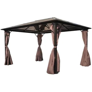 vidaXL Pavillon mit Vorhängen Braun Aluminium 400 x 300 cm - Braun