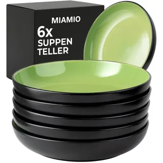 MIAMIO - 900 ml / 22 cm Geschirrset, Salatschüssel, Pastateller, Müslischale, große Bowl Schüssel, Suppe & Porridge - Le Papillon Kollektion (Suppenteller (6x))