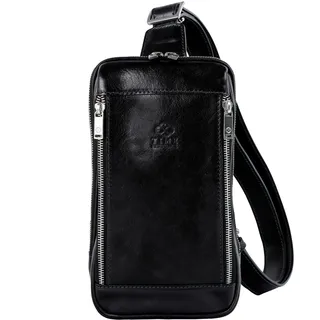 Time Resistance Brusttasche Leder Herren - Stylische Umhängetasche - Sling Bag - Rücken & Brust - 100% Leder - Italienische Handwerkstradition