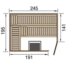 Bild von Premium Massivholzsauna Turku 3 Massivholztür 7,5 kW Bio-Ofen mit digitaler Steuerung inkl. Steuerung