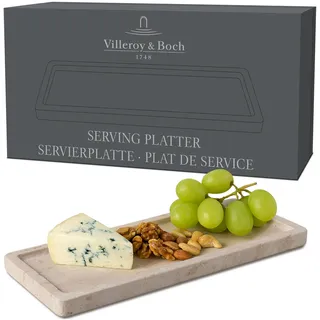 Villeroy & Boch Servierplatte Klein Beige, Handarbeit, rechteckiges Tablett klein aus Naturstein in Sandton, Teller eckig Stein, Geschirr, Travertin