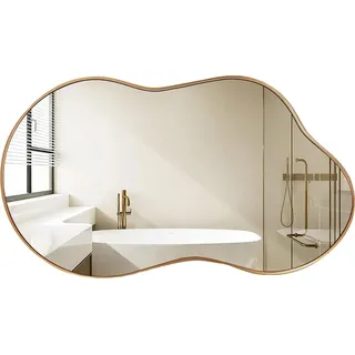 Wandspiegel, unregelmäßige Form, Vergrößerungsfunktion, Wolken goldener Rahmen - Gold