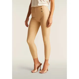 7/8-Leggings FREDDY "WRUP HIGH WAIST SUPERSKINNY 7/8", Damen, Gr. L (40), N-Gr, beige, Web, Obermaterial: 85% Polyester, 15% Elasthan, unifarben, figurbetont 7/8-Länge, Hosen 7/8-Leggings, mit Lifting & Shaping Effekt und Zierknöpfen