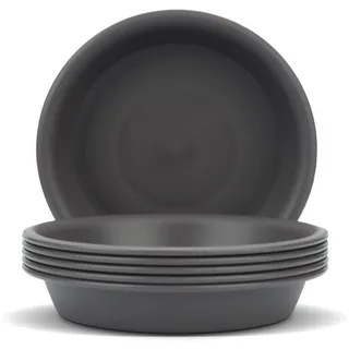 T4U 14cm Plastik Blumentopf Untersetzer Rund für Innen- und Außenbereiche, Dunkelgrau 10er-Set