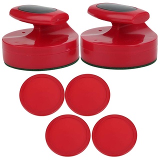 Hockey Air Puck, Hockey Game Table 94Mm Slider Pusher Set with 4 Pucks Accessories Large Size Red