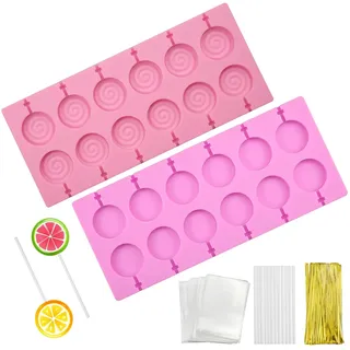 duisoad 2 Stück Silikon Lollipop Form Cake Pop Silikonform Runde Lutscherform aus Silikon Cake Pop Formen für Süßigkeiten, Schokolade, Keksen und Gelees