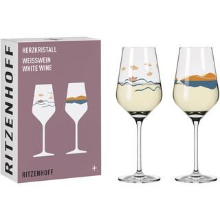 Ritzenhoff & Breker RITZENHOFF Weißweinglas 300 ml - Serie Herzkristall Set mit Motiv in Roségold - Made in Germany