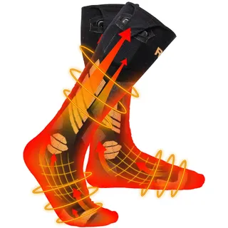KEMIMOTO Beheizte Socken für Herren Damen, Heizsocken mit Vollfuß- und Zehenheizung, App-Steuerung Thermosocken Waschbar, Warme Beheizte Socken aus Schafwolle für Radfahren, Skifahren, Angel, Jagd