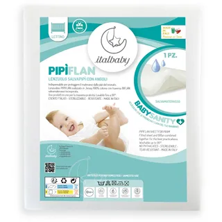 Matratzenschoner, mit gewachstem Anti-PIPI- und Flüssigkeitsschutz, Größe 54 x 107 cm, aus Baumwolljersey, hergestellt in Italien