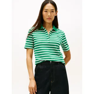 Poloshirt TOMMY HILFIGER "Regular Fit Pique Premium Polo", Damen, Gr. S (36), pink, Piqué, Obermaterial: 96% Baumwolle, 4% Elasthan, gestreift, regular fit hüftlang, Rundhals, abgesteppt, Shirts Poloshirt, Baumwollmischung, regular fit