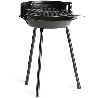 LANDMANN Holzkohle-Rundgrill | Mobiler Holzkohlegrill | Ideal für 2 bis 3 Personen geeignet | Durchmesser ca. Ø 27 cm | Praktischer Windschutz | Sicherer Stand dank 3 stabiler Beine [Schwarz]