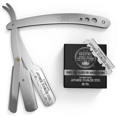 Shaving Revolution Rasiermesser Herren - Professionelle Rasiermesser Mit Wechselklinge Für Männer +100 Rasiermesser Klingen - Rasiermesser Set