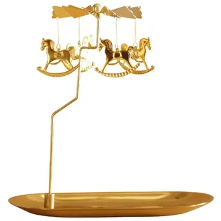 Drehbarer Kerzenhalter mit Tablett, Weihnachtstischdekoration, Tablett, goldfarben, drehbare Kerzenständer, für Valentinstag, Hochzeit, Party, Tischdekoration, Kamindekoration(Karussell)
