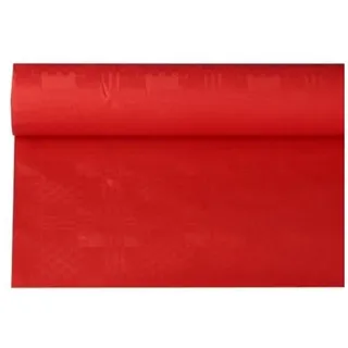Papstar Papiertischtuch / Tischtuchrolle mit Damastprägung, rot (1 Stück), 8 x 1.2 m, einfaches Zuschneiden, für Haushalt oder jegliche Outdoor-Events, #18598