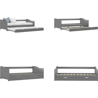 vidaXL Ausziehsofa Bettgestell Grau Kiefernholz 90×200 cm - Schlafsofa-Gestell - Schlafsofas-Gestelle - Schlafsofa-Rahmen - Sofa Mit Ausziehbett - Grau