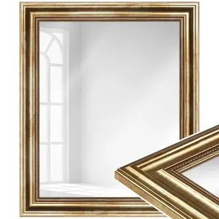 WANDStyle großer Spiegel Gold, Barock Spiegel, großer Wandspiegel Vintage 50x70 cm, Hängespiegel groß, Badspiegel Holz, Flurspiegel Wand, Standspiegel, Mirror H550 - Made in Germany
