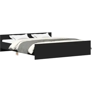 vidaXL Bettgestell Mit Kopf- Und Fussteil Schwarz 200/200 Cm , Holzwerkstoff , 200x200 cm , Schlafzimmer, Betten