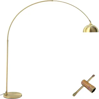 tectake Bogenleuchte Arcus,höhenverstellbar 187 - 206 cm,gold , Metall , Rund , E27 , 34.5x206x175 cm , Ce , Lampen & Leuchten, Innenbeleuchtung, Stehlampen, Bogenlampen