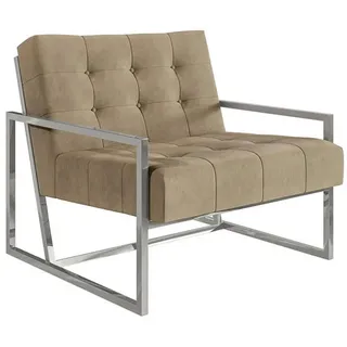 s-style möbel Loungesessel Duban Samt 84 x 81 x 89 cm Beige/Silberfarben