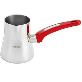 ORION Kaffeekanne Mokkakanne für türkischen Kaffee 0,33l YAPRAK - Silber, Rot