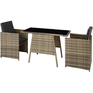 tectake Rattan Sitzgruppe Lausanne, zusammenschiebbar, natur , Naturfarben , Kunststoff , Rechteckig , Gartenmöbel, Gartengarnituren, Gartenmöbel-Sets