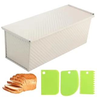 Spmarkt Pullman-Kastenform 33 cm mit Deckel, Antihaftbeschichtung, beige, rechteckige Backform für Sandwichbrot & Toast, leicht zu reinigen, 2,2 lb Fassungsvermögen