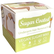 Sugar Coated Hair Removal Wax Kit for Underarms, Sugar Wax for Underarm Hair Removal with Wax Strips, Gentle and Non-Damaging Waxing Kit, Containing Essential Lemongrass Oil 200g