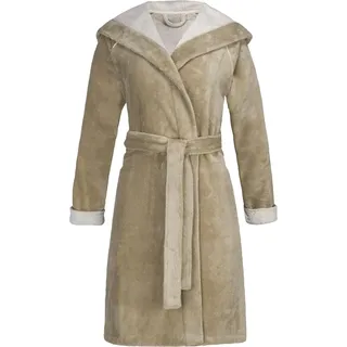 Damenbademantel ESPRIT "Cosy, ideal für Sauna & Spa, Hotelbademantel, Morgenmantel" Gr. S, braun (mocca), L:97cm, Microfaser, Hausmäntel, Damenbademantel, mit Kapuze & Logostickerei, kurz