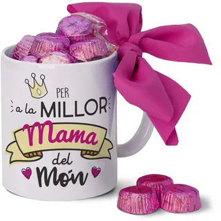 Mopec GB300.2.2 Keramiktasse für die Mama in Geschenkbox, 6 Pralinen aus Porzellan