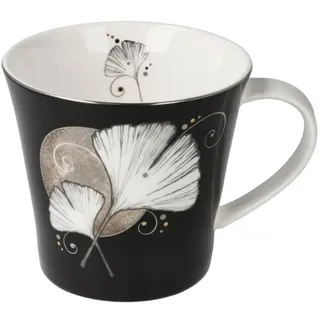 Kaffee- / Teetasse Ginkgo Schwarz Lotus Yin Yang