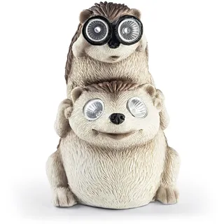 EASYmaxx Solar-LED Igel mit Fernglas | Kabellos mit automatischem Tageslichtsensor | Robust | Aus Kunststein gefertigt | Dekorativ für Garten, Balkon, Terrasse | 8 Stdn. Leuchtdauer