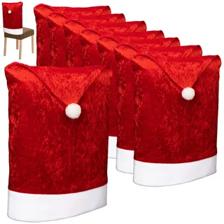 com-four® 8X Premium Stuhlhusse - Weihnachtsdekoration für Stühle - Schonbezüge im weihnachtlichen Design - Sitzmöbel-Überzüge - Stuhlbezug für Weihnachten - Stuhlabdeckung