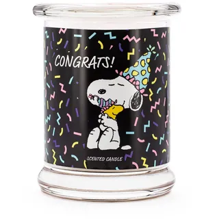 Duftkerze PeanutsTM , Schwarz , Naturmaterialen, Glas, Textil , 11.5 cm , Dekoration, Kerzen & Kerzenhalter