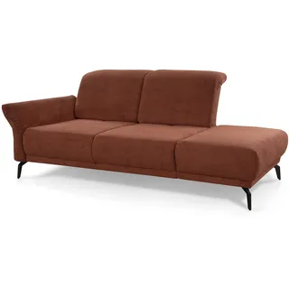 CAVADORE Recamiere Cooper / Luftige Chaiselongue mit Armlehne links, schwarzen Metallfüßen und feinem Cord-Bezug / 211 x 88 x 123 / Cord, Kupfer