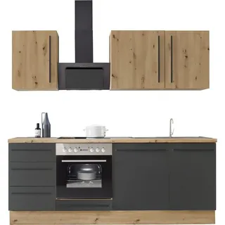 kochstation Küchenzeile KS-Florida 220 cm schwarz