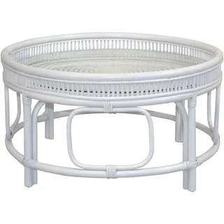 HOFMANN LIVING AND MORE Couchtisch Rattan-Couchtisch mit oder ohne Glasplatte lieferbar, weiß