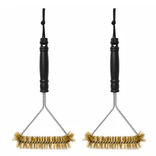 2 Stück Grillbürste Messing,Messingbürste Grill Griff,Reinigungsbürste