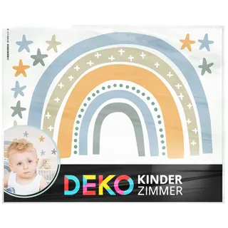 DEKO KINDERZIMMER Wandsticker Regenbogen Sterne Kinderzimmer Wandtattoo für Babyzimmer Junge Wandaufkleber Deko DK1037-8-M