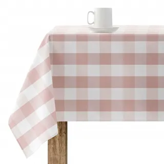 Belum 0120-102, harzbeschichtet, schmutzabweisend, kariert, Vichy-Größe, 200 x 140 cm, fleckenabweisende Tischdecke, Vichy-Rosa, Tischdecke aus 100% Bio-Baumwolle